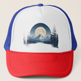 Full Moon Mountain Landscape Sweatshirt Truckerkappe