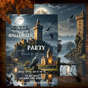 Full Moon Night Castle Halloween Abendessen Party Einladung