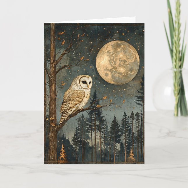 Full Moon Owl Blank Karte (Vorderseite)