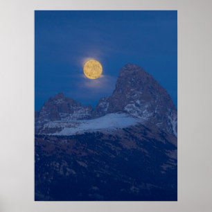 Full Moon Rising   Grand Teton Driggs, Idaho Poster