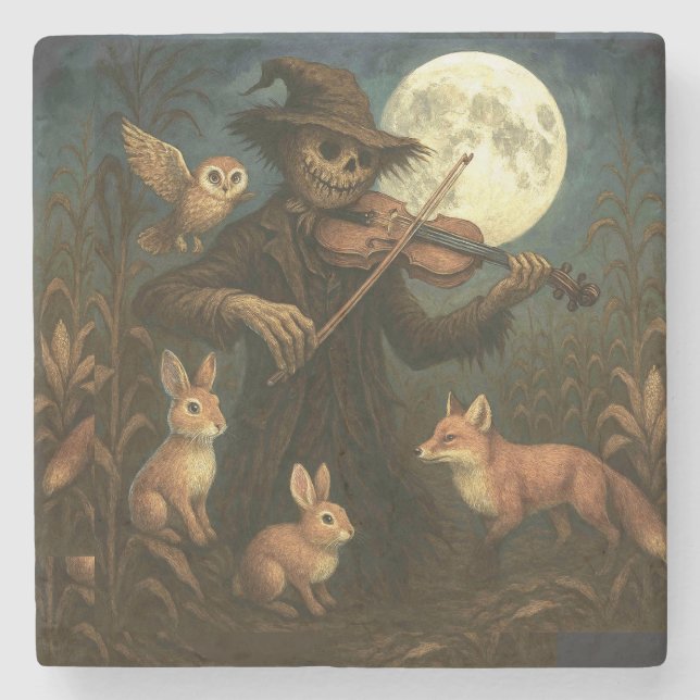 Full Moon Scarecrow Serenade Steinuntersetzer (Vorderseite)