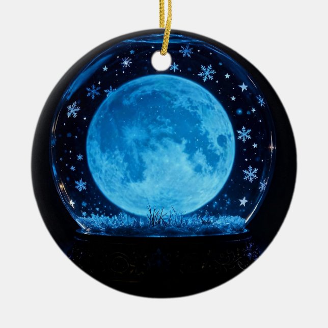 Full Moon Snow Globe Mystical Magical Keramik Ornament (Vorne)