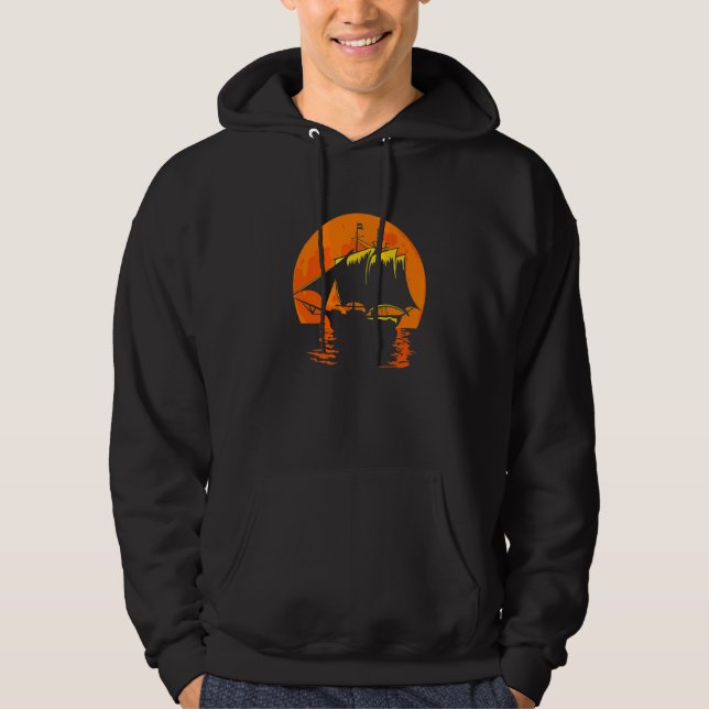 Full Moon Sunset Captain Anchor Sunrise Sailing Bo Hoodie (Vorderseite)