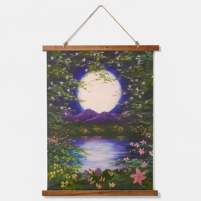 Full Moon Wandteppich Mit Holzrahmen (Vorderseite)