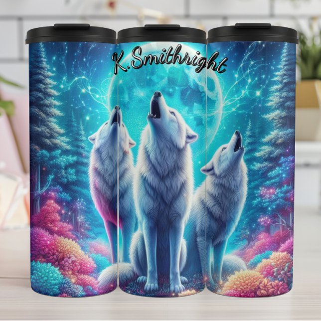 Full Moon White Wolf Thermosbecher (Von Creator hochgeladen)