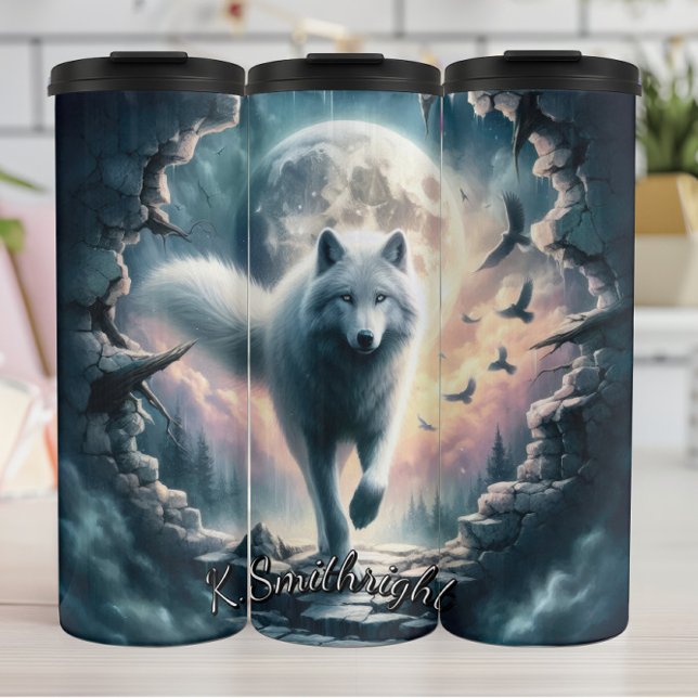 Full Moon White Wolf Thermosbecher (Von Creator hochgeladen)