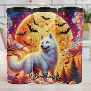 Full Moon White Wolf Thermosbecher