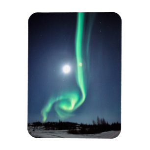 Full Moon With Aurora   Yellowknife Canada Magnet