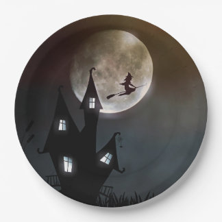 Full Moon Witween Halloween Pappteller