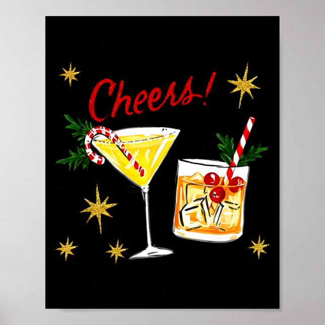 Full Of Holiday Srit Cheers Martini Christmas Drin Poster (Vorne)