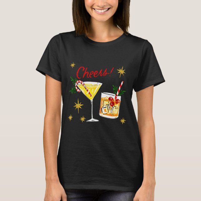Full Of Holiday Srit Cheers Martini Christmas Drin T-Shirt (Vorderseite)