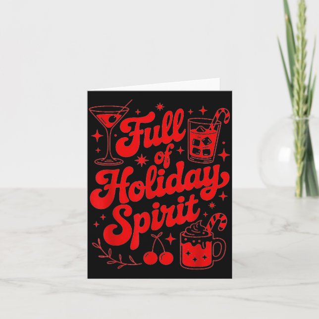 Full Of Holiday Srit Funny Christmas Drinking Retr Karte (Vorderseite)