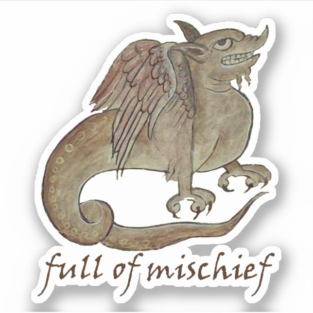 "Full of Mischief" Dragon Vinyl Sticker (Vorderseite)