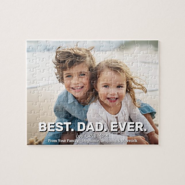 Full Photo with Best Dad Ever - Whimsical Greeting Puzzle (Horizontal)