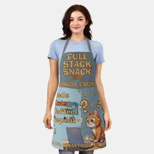 Full Stack Snack Coding Cat Humor Design Schürze