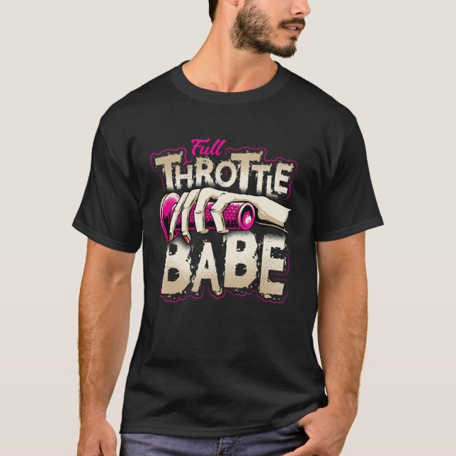 FULL THROTTLE BABE Biker Dirt bike Motocross  tees (Vorderseite)