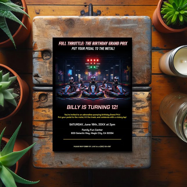 Full Throttle Racing Birthday Party Postkarte (Von Creator hochgeladen)