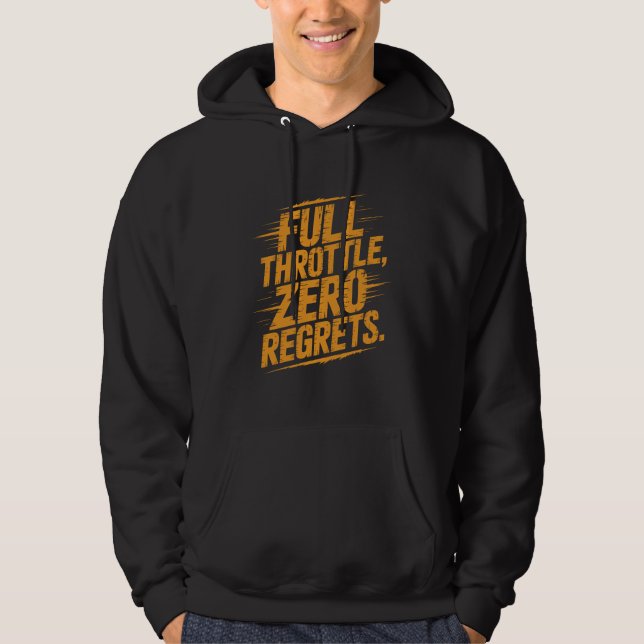 Full Throttle Zero Regrets Distressed Typography Hoodie (Vorderseite)