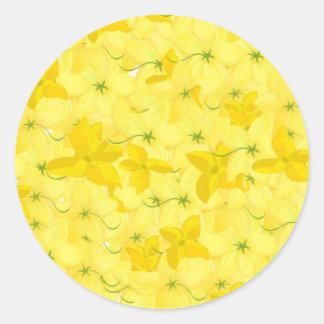 Full Yellow Floral Blast Runder Aufkleber