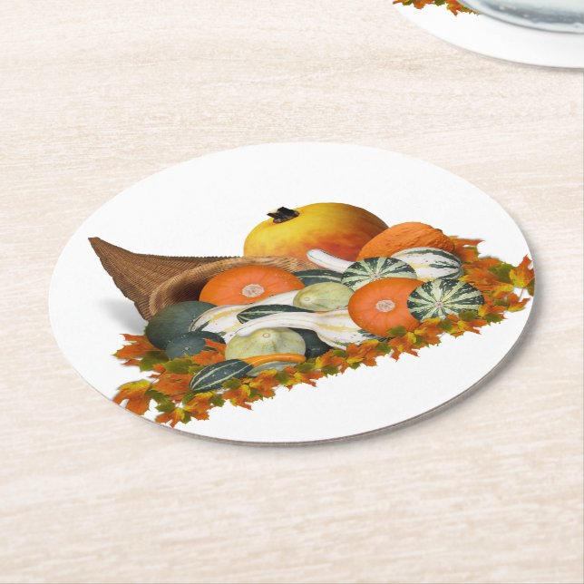 Fülle Kürbis Thanksgiving Runder Pappuntersetzer (Angewinkelt)