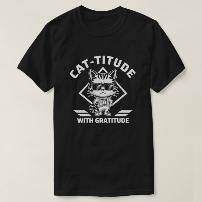 Fülle mit Dankbarkeit Cat-Förderung T-Shirt (Design vorne)