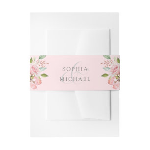 Fülle Rose   Rosa Blume Hochzeit Einladungsbanderole