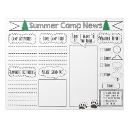 Füllen Sie den Camp Letter Summer Camp Stationary Notizblock