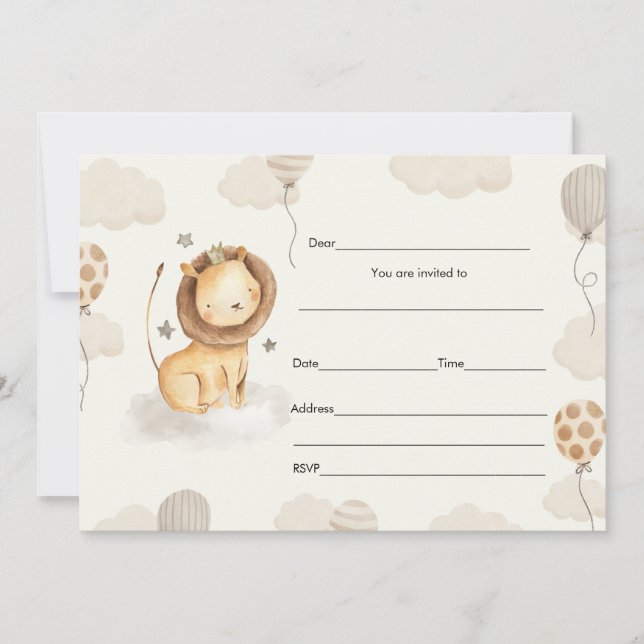 Füllen Sie die Blankeneinladung Löwen Birtdhay Jun Einladung (Vorderseite)