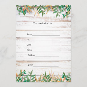 Füllen Sie die einladende grüne rustikale Wasserfa Einladung