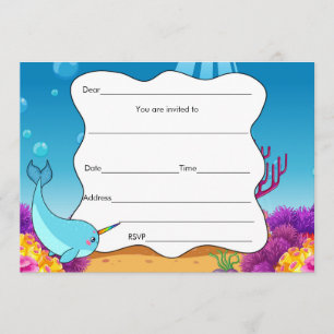 Füllen Sie die Einladungen Narwahal unter dem Meer