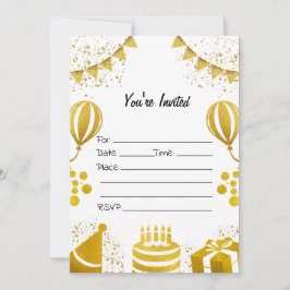 Füllen Sie die leere Birthday Gold Foil Einladung