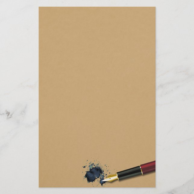 Füllfederhalter mit Tinte - Blatt - Geschirr Briefpapier (Vorderseite)