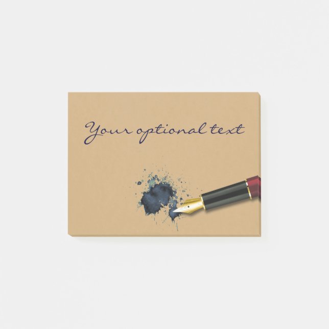 Füllfederhalter mit Tintenlot Post-it Klebezettel (Vorderseite)