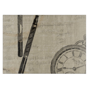 Füllfederhalter und Watchface mit Anmerkungen Schneidebrett