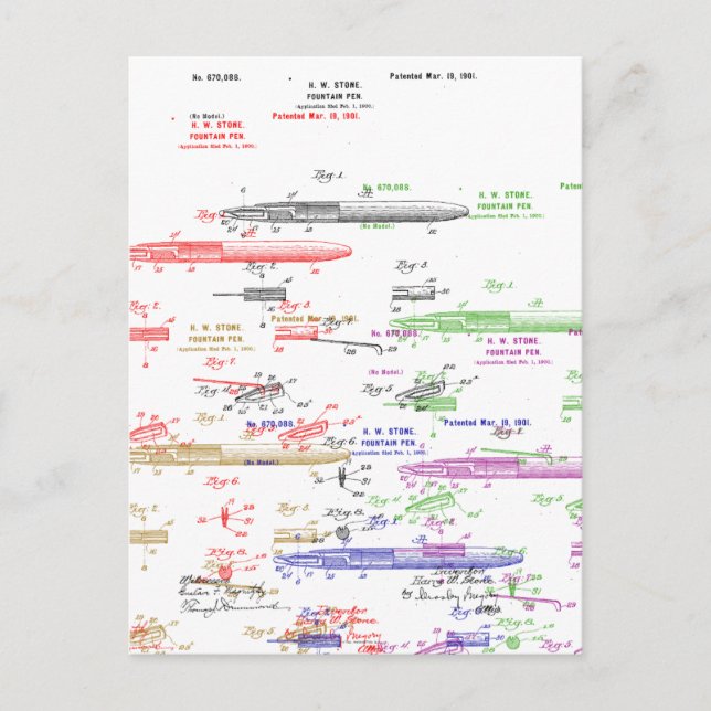 Füllfederpatent Postkarte (Vorderseite)