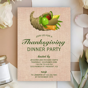 Füllhorn   Jute-Erntedankfest-Dinnerparty Einladung