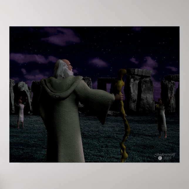 Fullmoon bei Stonehenge Poster (Vorne)