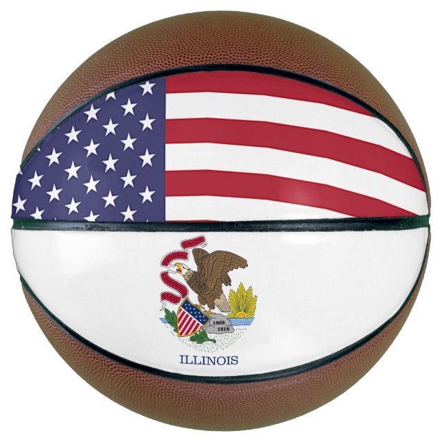 Fullsize Basketball mit Flagge von Illinois, USA (Vorderseite)