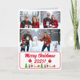 Fully Custom 3 Photo Traditional Folded Xmas Card Dankeskarte