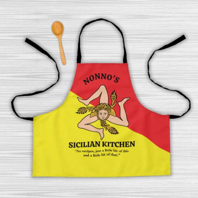 Fully Custom Wording Flag Sicily Sicilian Apron  Schürze (Fully custom wording Sicilian Heritage Flag of Sicily Apron for adults and kids)