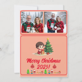 Fully Customisable 2 Photo Traditional Xmas Card