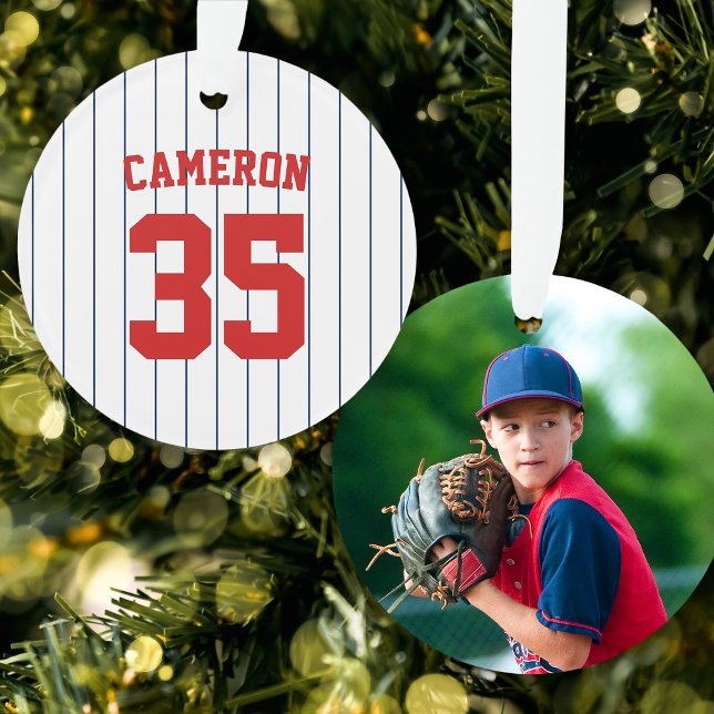 Fully Editable Colors Baseball Jersey Stripes Name Ornament (Von Creator hochgeladen)