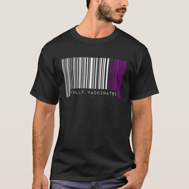 Fully Vaccinated Barcode Asexual Pride Flag Aesthe T-Shirt (Vorderseite)