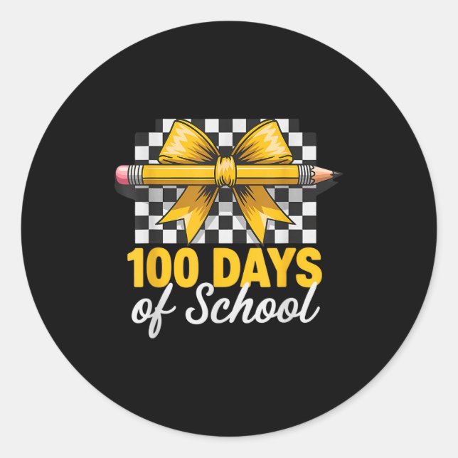 Fun 100 Days Teacher Celebration School Clroom Sty Runder Aufkleber (Vorderseite)