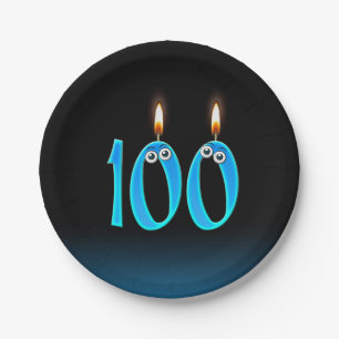 Fun 100. Geburtstagskandale auf schwarz Pappteller