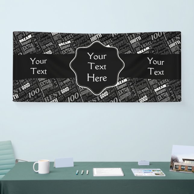 Fun 100th Birthday Party Personalisiert Monogram Banner (Messe)