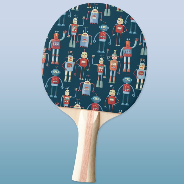 Fun 1950er Jahre Retro Roboter Muster Tischtennis Schläger (Fun retro robot pattern ping pong paddle)
