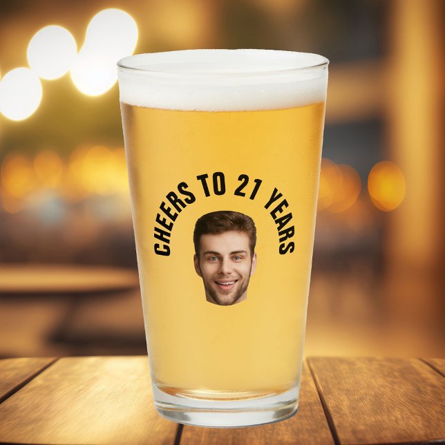 Fun 21. Geburtstag CUSTOM TEXT Foto Pint Glas (Von Creator hochgeladen)