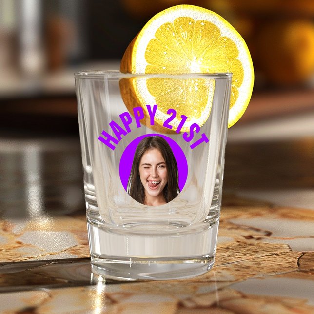 Fun 21. Geburtstag CUSTOM TEXT Foto Schnapsglas (Von Creator hochgeladen)