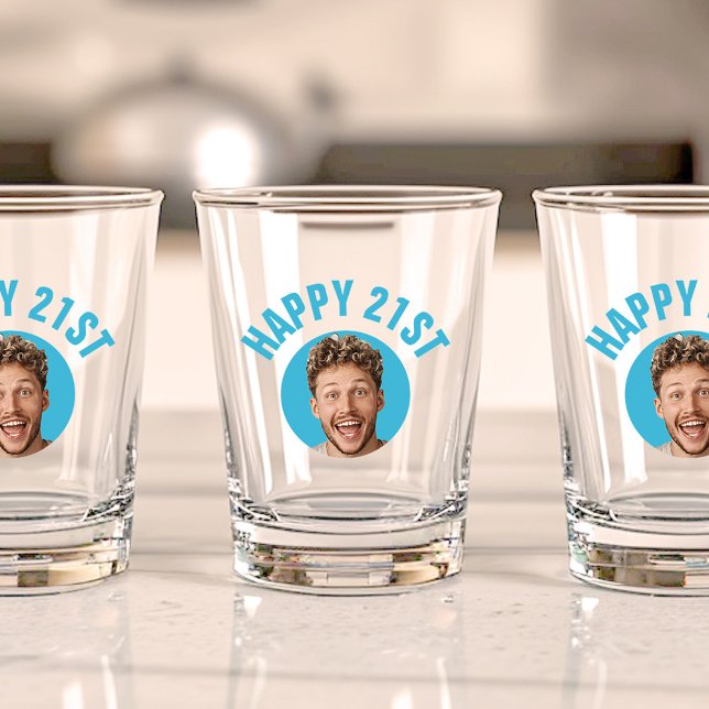Fun 21. Geburtstag CUSTOM TEXT Foto Schnapsglas (Von Creator hochgeladen)